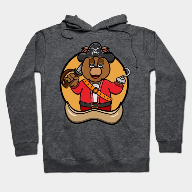 Pirate Bear Cartoon Mascot Hoodie by tedykurniawan12